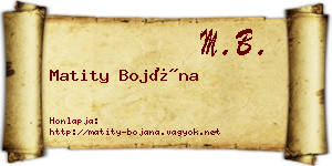 Matity Bojána névjegykártya